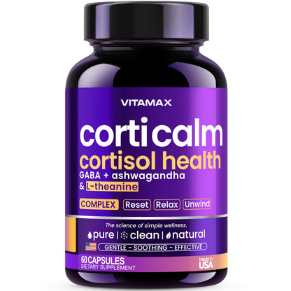 Vitamax Cortisol Supplements for Women - L-Theanine, Ashwagandha, GABA - High Cortisol Manager Reducer - Relaxation, Mood & Stress Support - Ginkgo Biloba, Bacopa Monnieri, 5-HTP - Made in USA