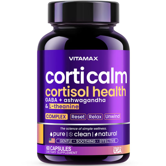 Vitamax Cortisol Supplements for Women - L-Theanine, Ashwagandha, GABA - High Cortisol Manager Reducer - Relaxation, Mood & Stress Support - Ginkgo Biloba, Bacopa Monnieri, 5-HTP - Made in USA