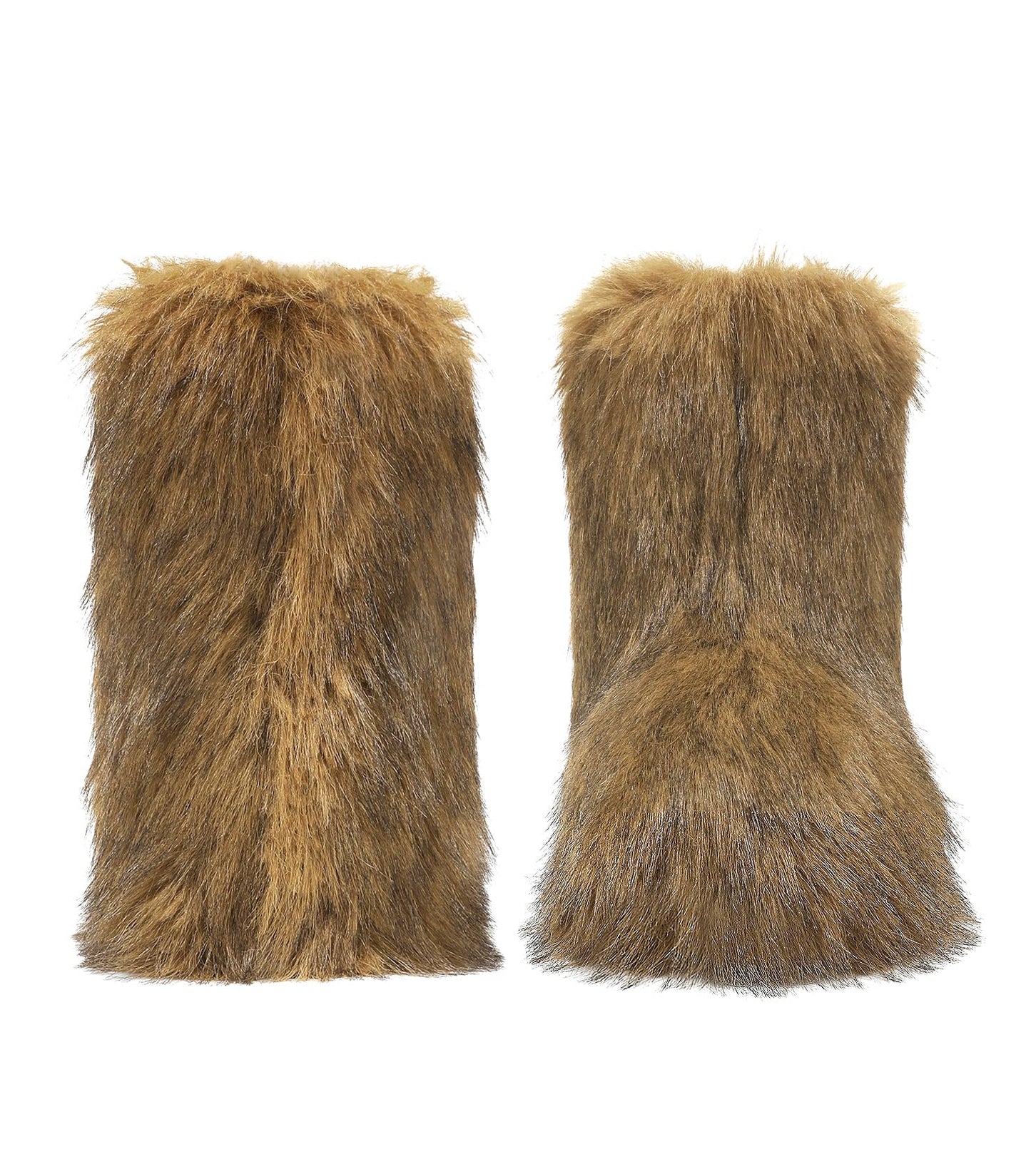 Haifago Women's Faux Fur Boots Furry Fluffy Mid-Calf Winter Snow Boot, Fashion Fuzzy Round Toe Warm Booties for Shopping Travel