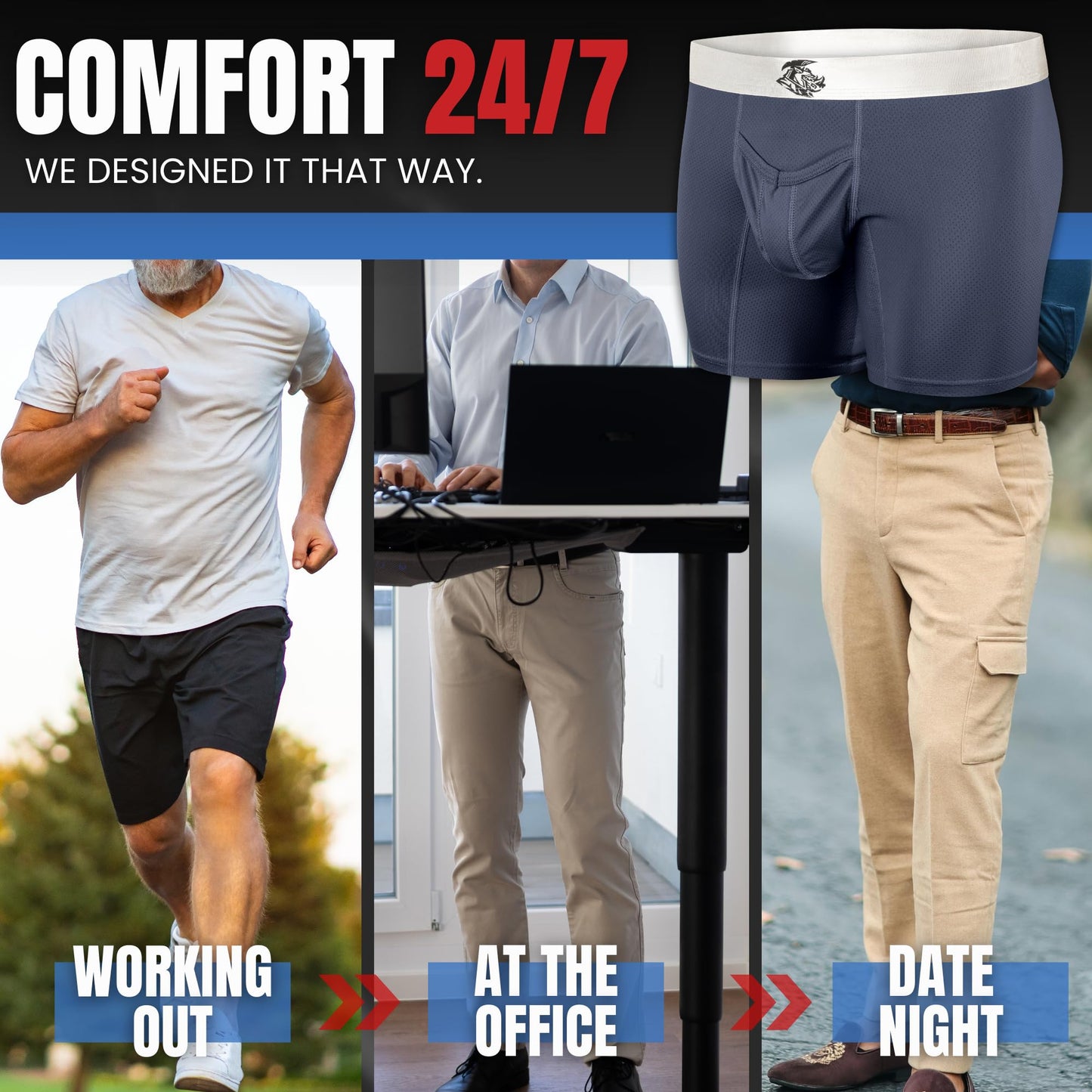 7 Nylon Boxer Briefs V-Fly D Pouch Sm 4pk Blk/Dnm/Gnmtl Gry/Wnbry Mens Boxer Briefs Mens Mesh Underwear With Pouch Horizontal Fly Underwear For Men