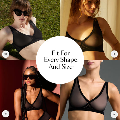 EBY Seamless Sheer Bralette: Black, Bras for Women, Size -XL