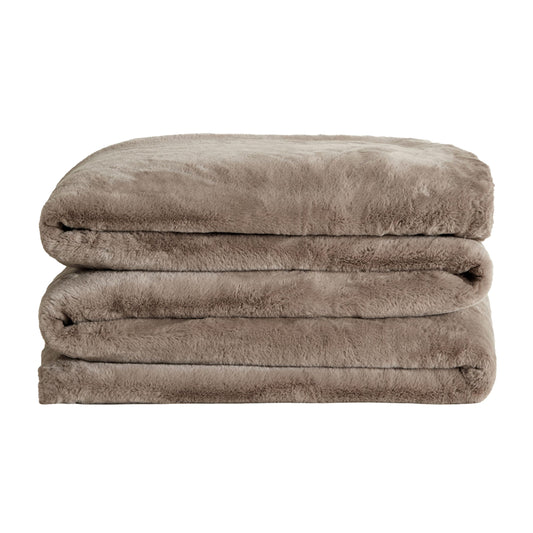 UnHide Cuddle Puddle - Faux Fur Blanket - Oversized, Lightweight, Extra Soft Blanket - Machine Washable - Add a Layer of Softness to Any Bed or Couch - 100” x 100” - Taupe Ducky