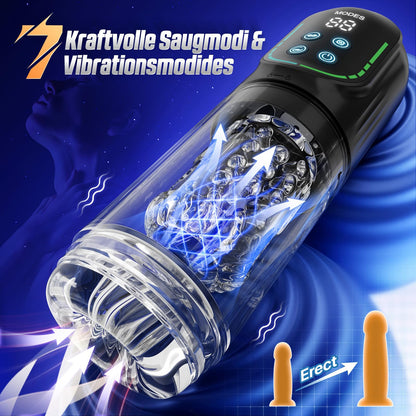 Elektrischer Masturbator Masturbieren für Männer 7 Teleskopfunktion & Rotierend & Saugen, Sex Spielzeug für die Männer Realistisch Zungenleck Blowjob, Taschenmuschi Masturbatoren Penis Pussy Sex Toys