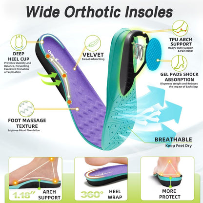 Women's Orthopedic Diabetic Wide Sneakers: Soft Arch Support Recovery Heel Spur Standing Sneakers, Fashion Plantar Fasciitis Hammer Toes Flat Feet Thick Sole Sports Shoes Purple Size 9