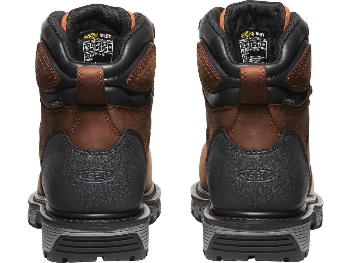 KEEN Utility Men's Camden 6" Composite Toe Waterproof Internal Metatarsal Guard Heavy Duty Work Boots, Leather Brown/Black, 8 EE