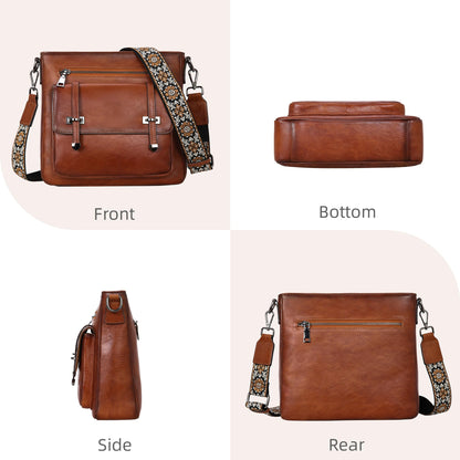 Iswee Brown Purse Genuine Leather Crossbody Bag for Women Shoulder Handbag