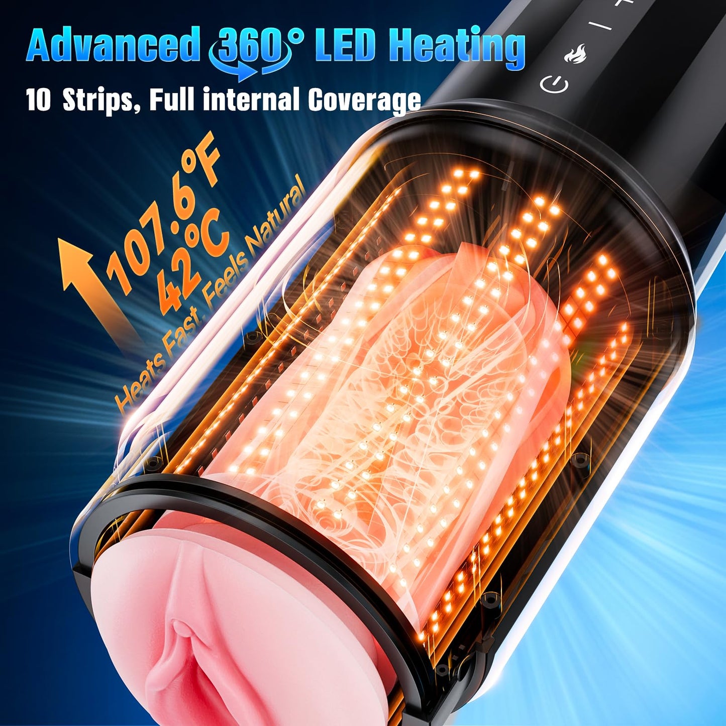 EINSEO Male Masturbator Sex Toys for Men - Thrusting Male Stroker with 360° Heating, 5-Speed Smooth Motion Blowjob Adult Men's Sex Toy, Silent Brushless Motor, Pocket Pussy Realistic Sleeve Penis Pump