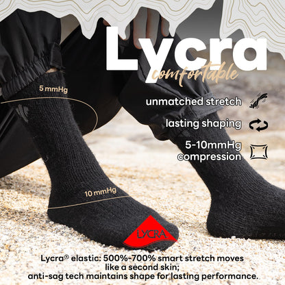 Heat equation Alpaca Socks for Men and Women, Heavyweight Thermal Thick Warm Alpaca Wool Boot Sock for Hunting, Hiking, Moisture Wicking L Black