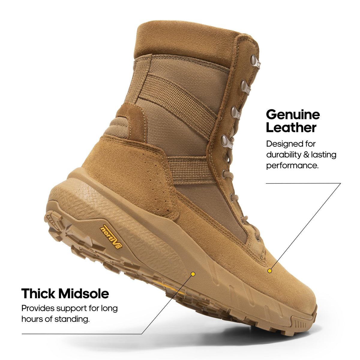 NORTIV 8 Men's Breathable Tactical Military Work Boots,Coyote,10