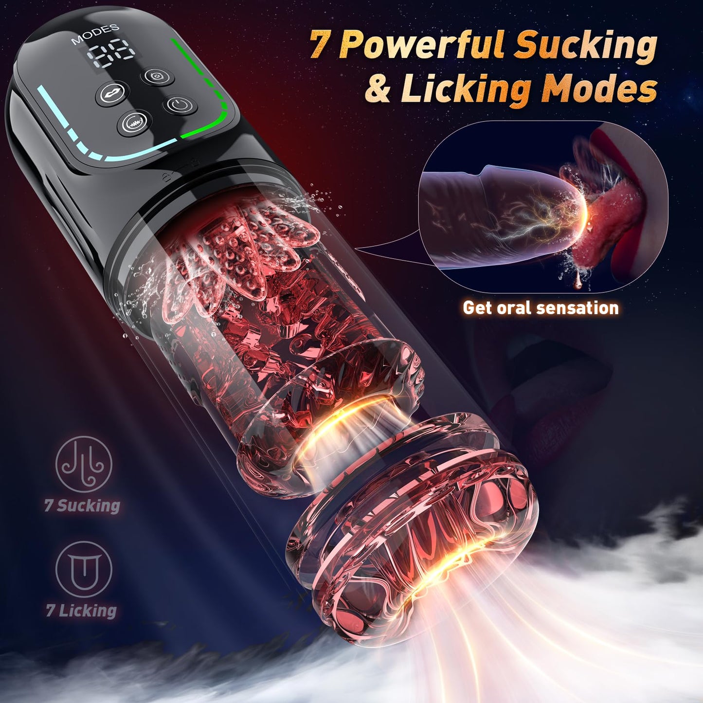 jodiyece Male Masturbator Penis Pump - Male Sex Toys for Men Sex Toy Pocket Pussies 7 Thrusting Rotating Vibrating Sucking Licking Stroker Adult Toys Vacuum Pumps & Enlargers LCD APP Whips Crops