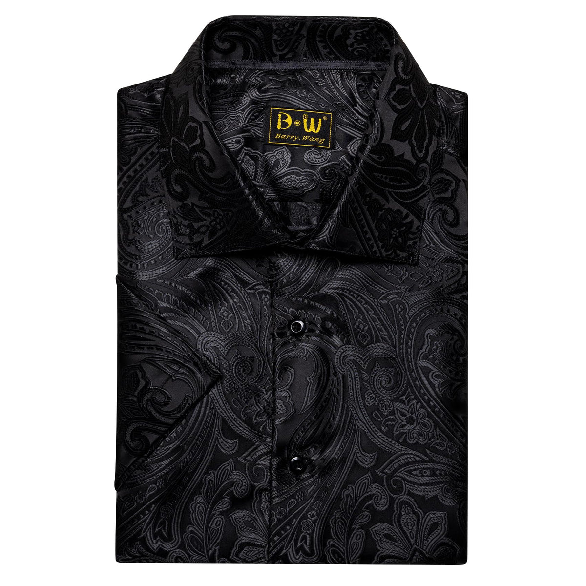 Men’s Paisley Short Sleeve Shirt Luxury Western Jacquard Party