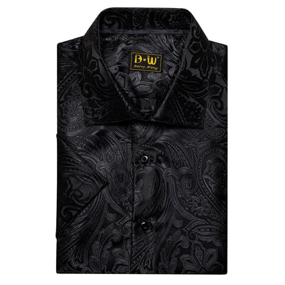 Men’s Paisley Short Sleeve Shirt Luxury Western Jacquard Party
