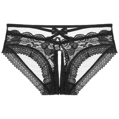 Hedmy Men's Sexy Lingerie Sissy Gay Thongs Briefs Underwear Bow Ultra Low Rise Crossdresser Panties Black X-Large