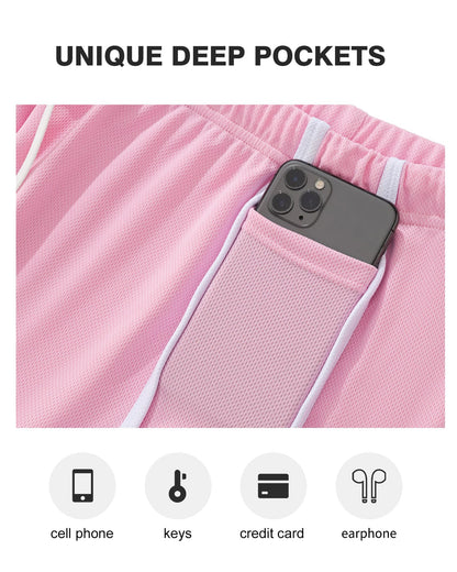 Pink Men's Mesh Shorts Vintage Gym  Pink