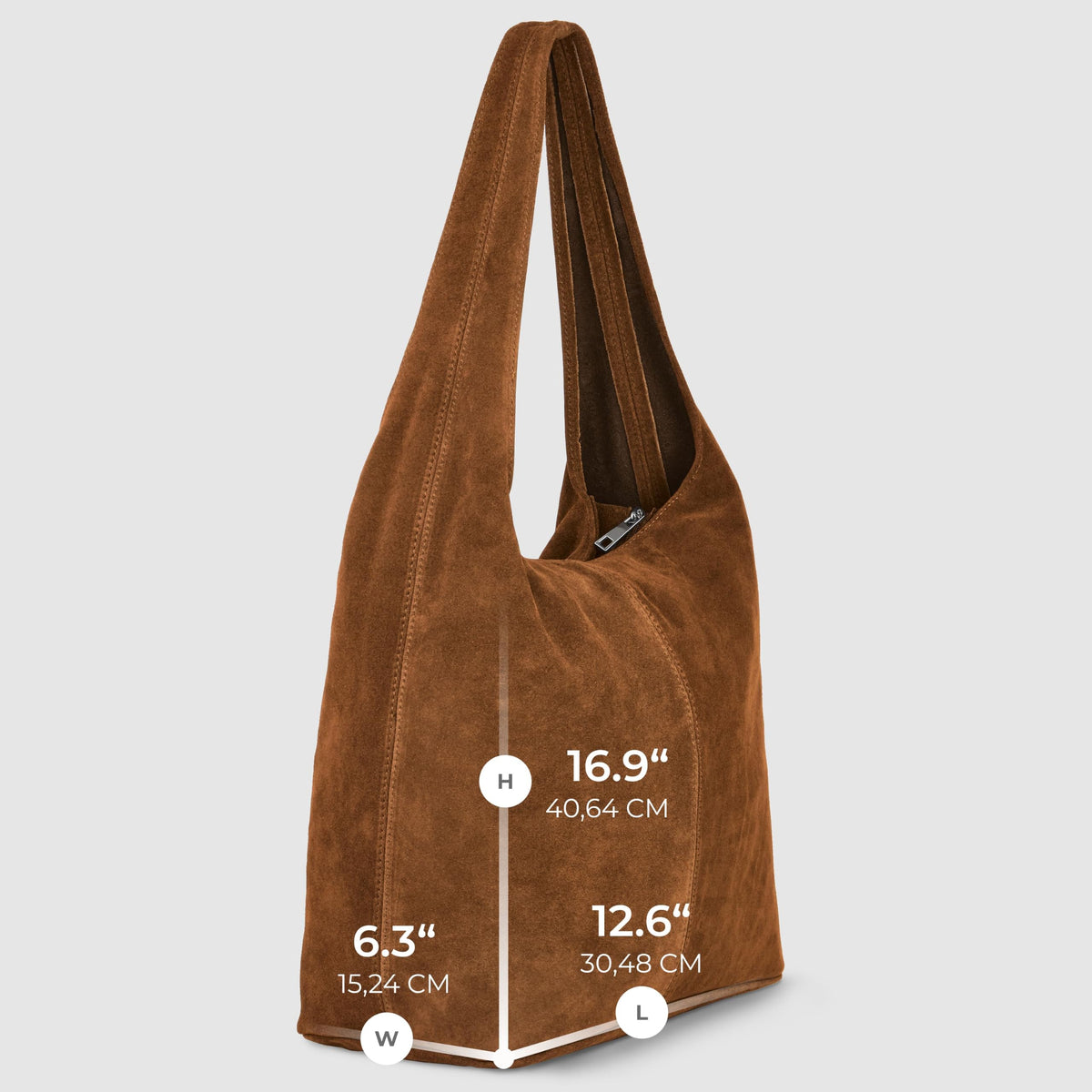 Italian Genuine Suede Hobo Handbag for Women, Large Slouchy (Mocha)