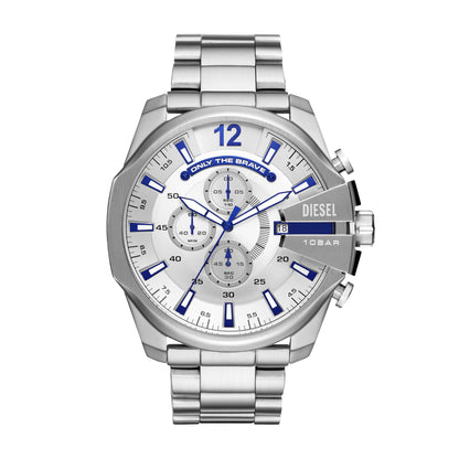 Diesel Mega Chief Stainless Steel Chronograph Men's Watch, Color: Silver (Model: DZ4477)