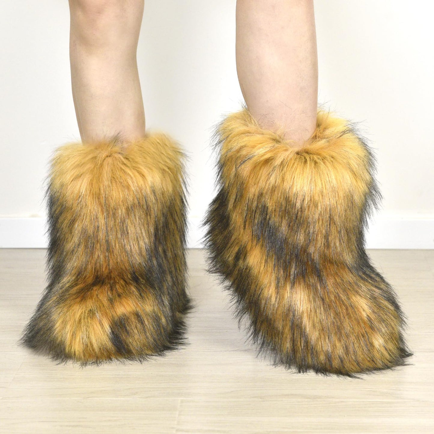 qenqenr Fashion Fur Boots,Flat Heel Comfy Plush Warm Snow Booties,2025 Winter Outdoors Furry Boots,Mid-Calf Faux fur Boot for Women