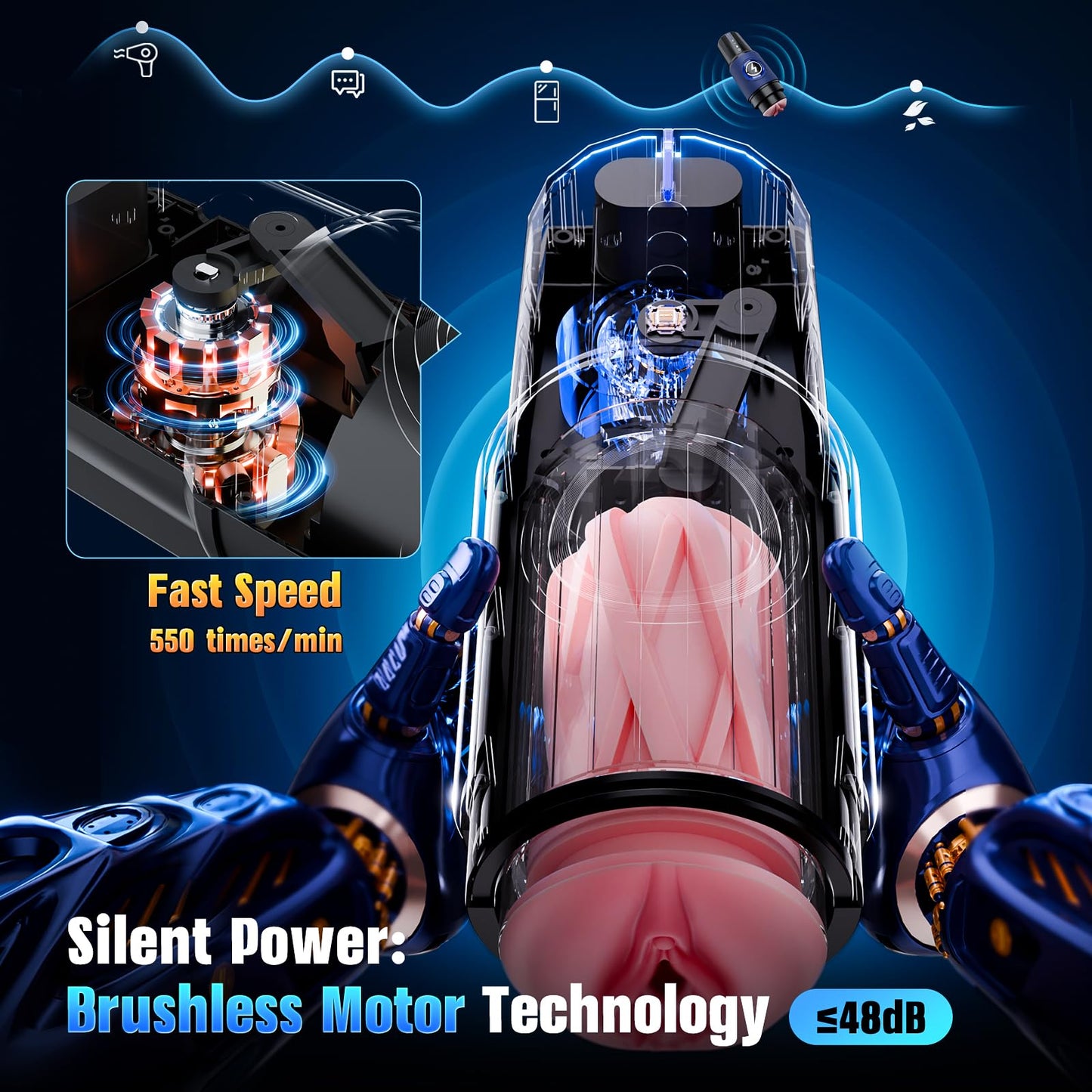 EINSEO Male Masturbator Sex Toys for Men - Thrusting Male Stroker with 360° Heating, 5-Speed Smooth Motion Blowjob Adult Men's Sex Toy, Silent Brushless Motor, Pocket Pussy Realistic Sleeve Penis Pump
