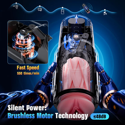 EINSEO Male Masturbator Sex Toys for Men - Thrusting Male Stroker with 360° Heating, 5-Speed Smooth Motion Blowjob Adult Men's Sex Toy, Silent Brushless Motor, Pocket Pussy Realistic Sleeve Penis Pump