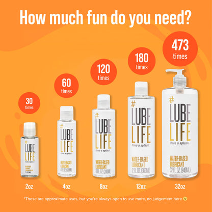 LUBELIFE Water-Based Lube – Personal Lubricant for Men, Women & Couples, Travel Size, Non-Staining, Easy Clean-Up, Toy-Safe, 32 Fl Oz