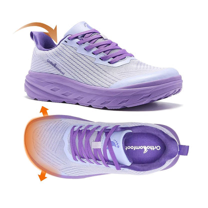 Women's Orthopedic Diabetic Wide Sneakers: Soft Arch Support Recovery Heel Spur Standing Sneakers, Fashion Plantar Fasciitis Hammer Toes Flat Feet Thick Sole Sports Shoes Purple Size 9