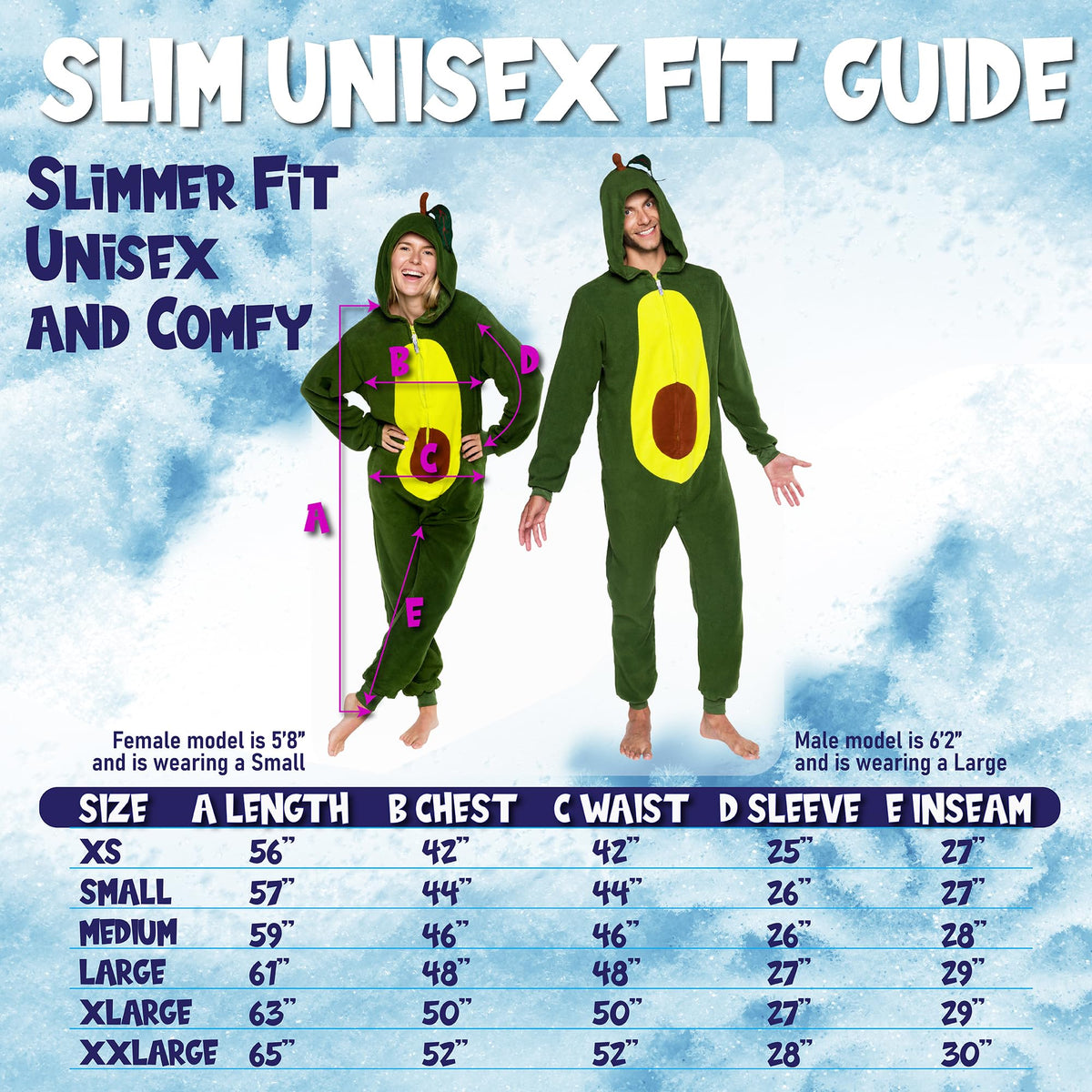 Funziez! Slim Pineapple and Avocado Adult Onesie - Food Costume - Christmas One Piece Cosplay Suit for Adults, Women and Men