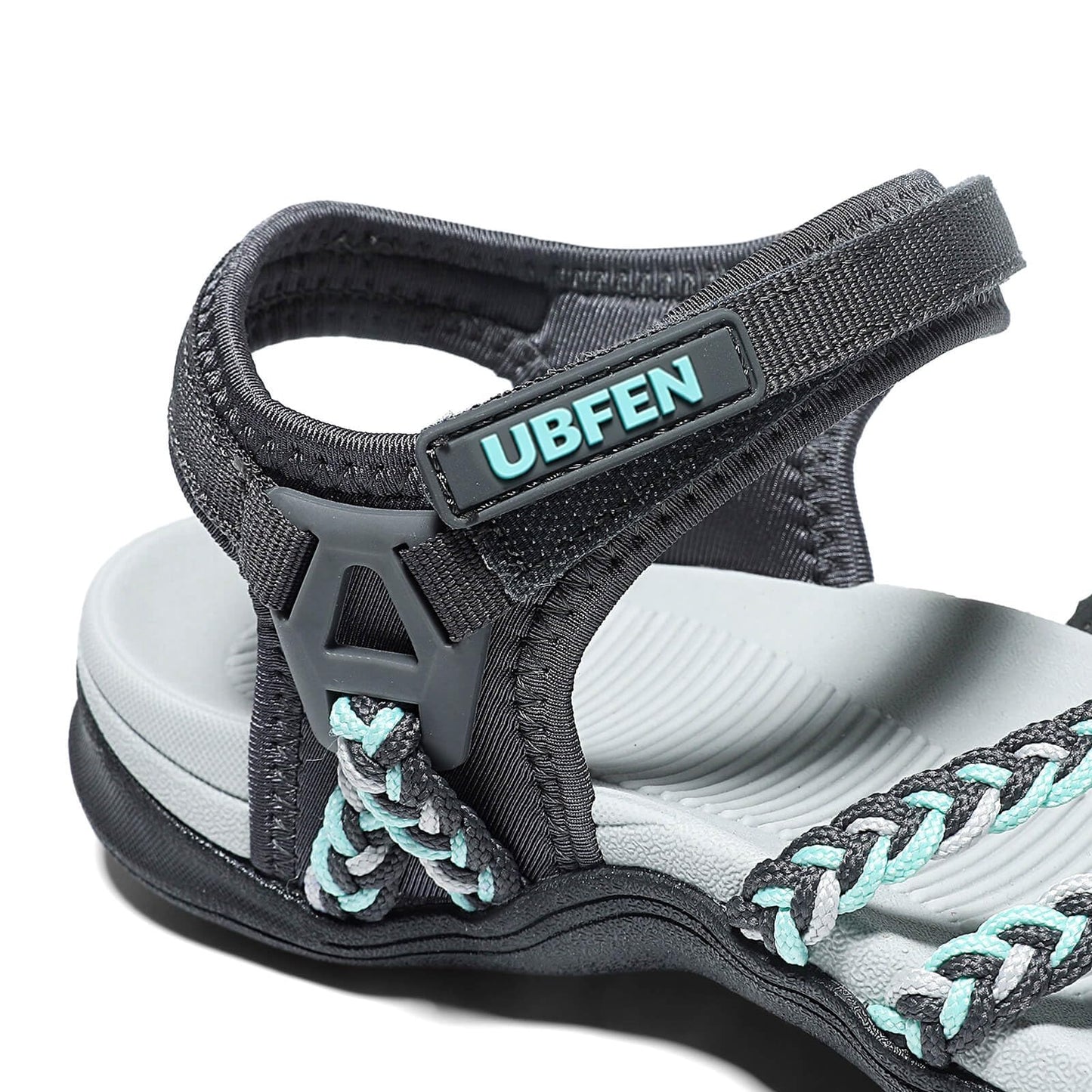 UBFEN Womens Hiking Comfort Sport Sandals Beach Vacation Camping Casual Sport Sandals with Adjustable Straps and Arch Support Size US 10 Gray Mint