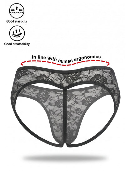 Avidlove Mens Lace Thong Sexy Low Rise Tback Mesh G-string Underwear Black