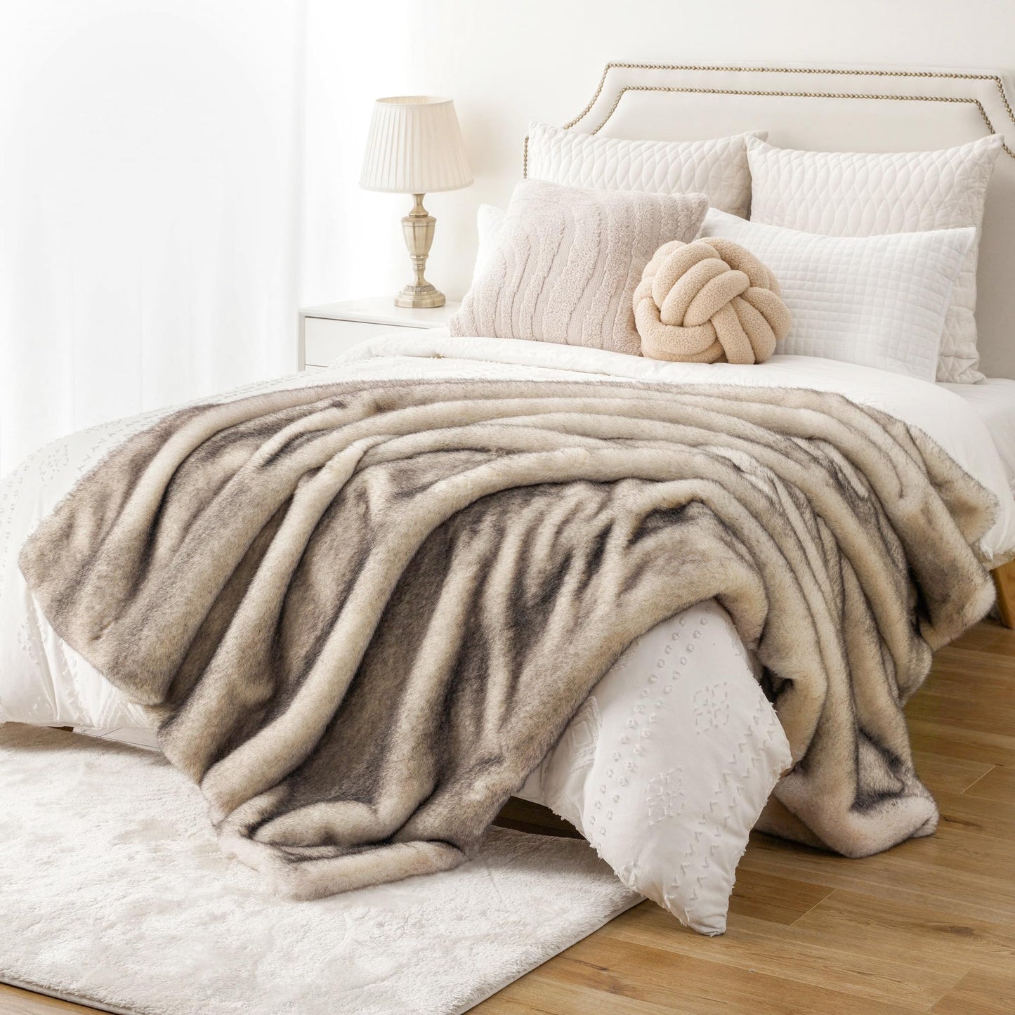 BATTILO Luxury Large Faux Fur Throw Blanket for Couch, 60"x80", Thick