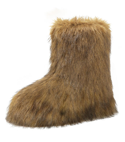 Haifago Women's Faux Fur Boots Furry Fluffy Mid-Calf Winter Snow Boot, Fashion Fuzzy Round Toe Warm Booties for Shopping Travel