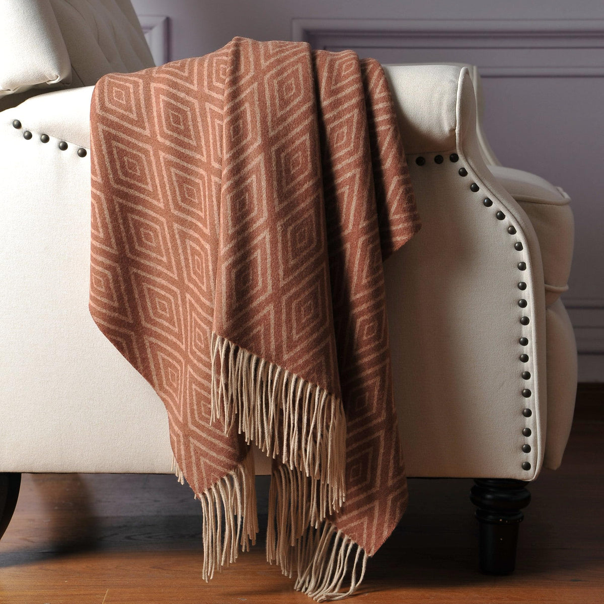 CUDDLE DREAMS Premium Cashmere Throw Blanket with Fringe (Diamond Ochre)