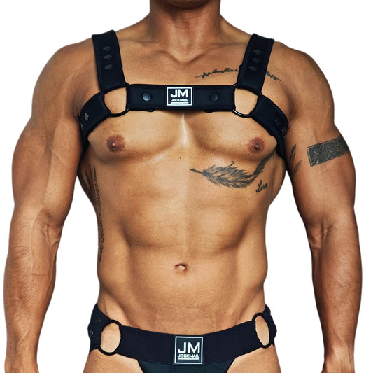 JOCKMAIL Men's Harness Adjustable Detachable Chest (Black, One Size)