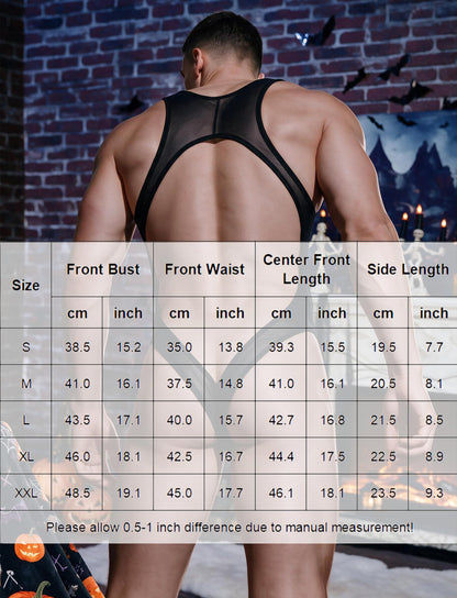 Sheer Bodysuit For Men Sheer Mesh One Piece Exotic Apparel Backless Bodysuit