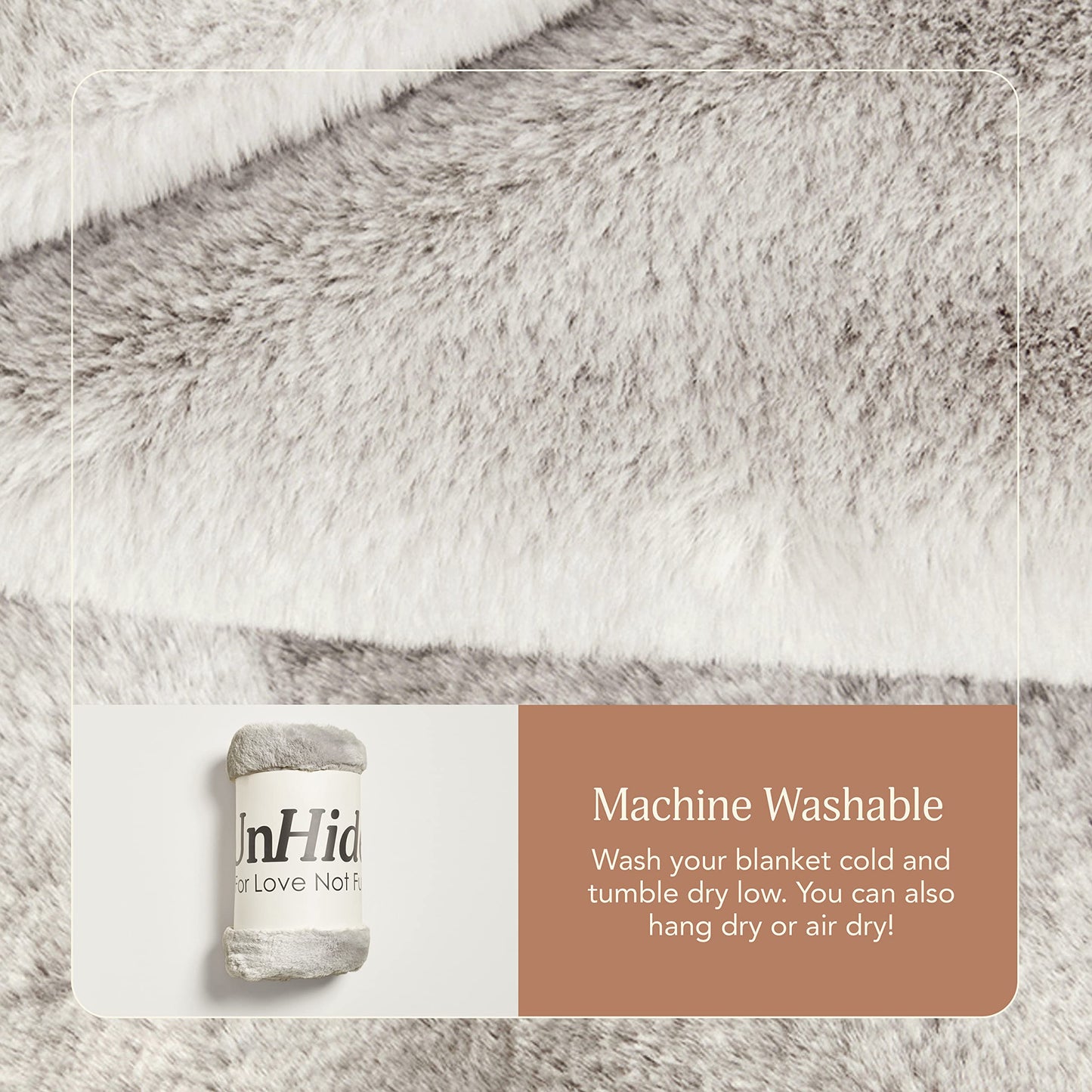 UnHide Cuddle Puddle - Faux Fur Blanket - Oversized, Lightweight, Extra Soft Blanket - Machine Washable - Add a Layer of Softness to Any Bed or Couch - 100” x 100” - Greige