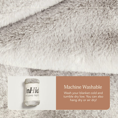 UnHide Cuddle Puddle - Faux Fur Blanket - Oversized, Lightweight, Extra Soft Blanket - Machine Washable - Add a Layer of Softness to Any Bed or Couch - 100” x 100” - Greige