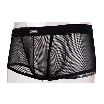 Men's Sexy Boxer Briefs Gay Mesh Breathable Cool Low Rise Valentines Underwear(36Black,XXXXL)