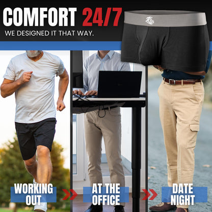 Real Men 3in Modal Boxer Briefs D Pouch Lrg 6pk Blk