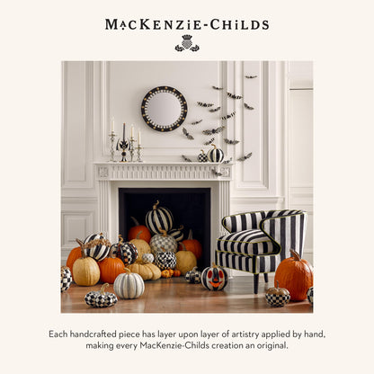 MACKENZIE-CHILDS Resin Pumpkin, Mini, Black-and-White Courtly Check