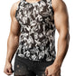 JOGAL Mens Boho Summer Tank Top Sleeveless Muscle Mesh Shirt Black X-Large