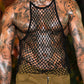 Men's See Through Fishnet Tank Top Sleeveless Racerback Mesh Top Crochet Casual Loose Muscle Shirt Spaghetti Strap Halter Top for Summer 2023 H Black