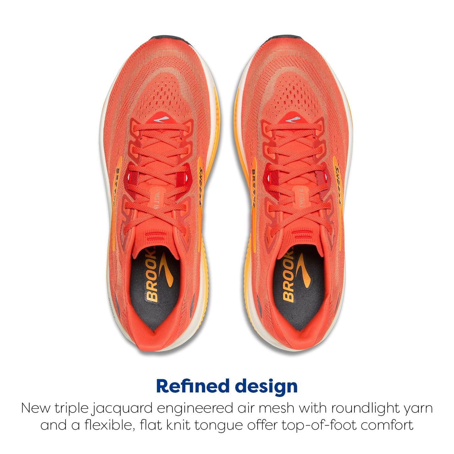 Brooks Men’s Ghost 18 Neutral Running & Walking Shoe - Tigerlily/Orange/Pearl - 10 Medium