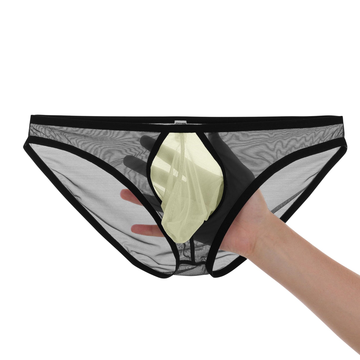 JINSHI Men's Sexy Mesh Breathable Briefs Low Rise See Through Underwear Black Multi 5Pack XL