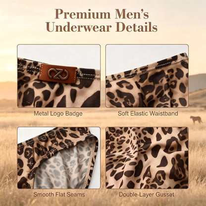 BSZN Men's Caged Beast Briefs, Classic Leopard Print