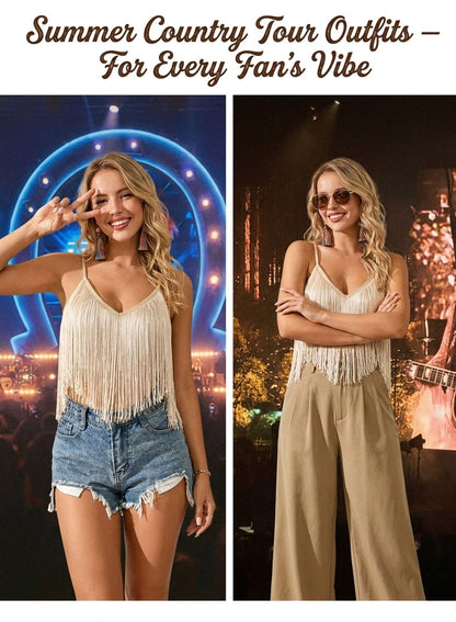 Womens Western Cowgirl Fringe Tops - Country Concert Outfits Rodeo Shirt(Khaki,L,10742a)