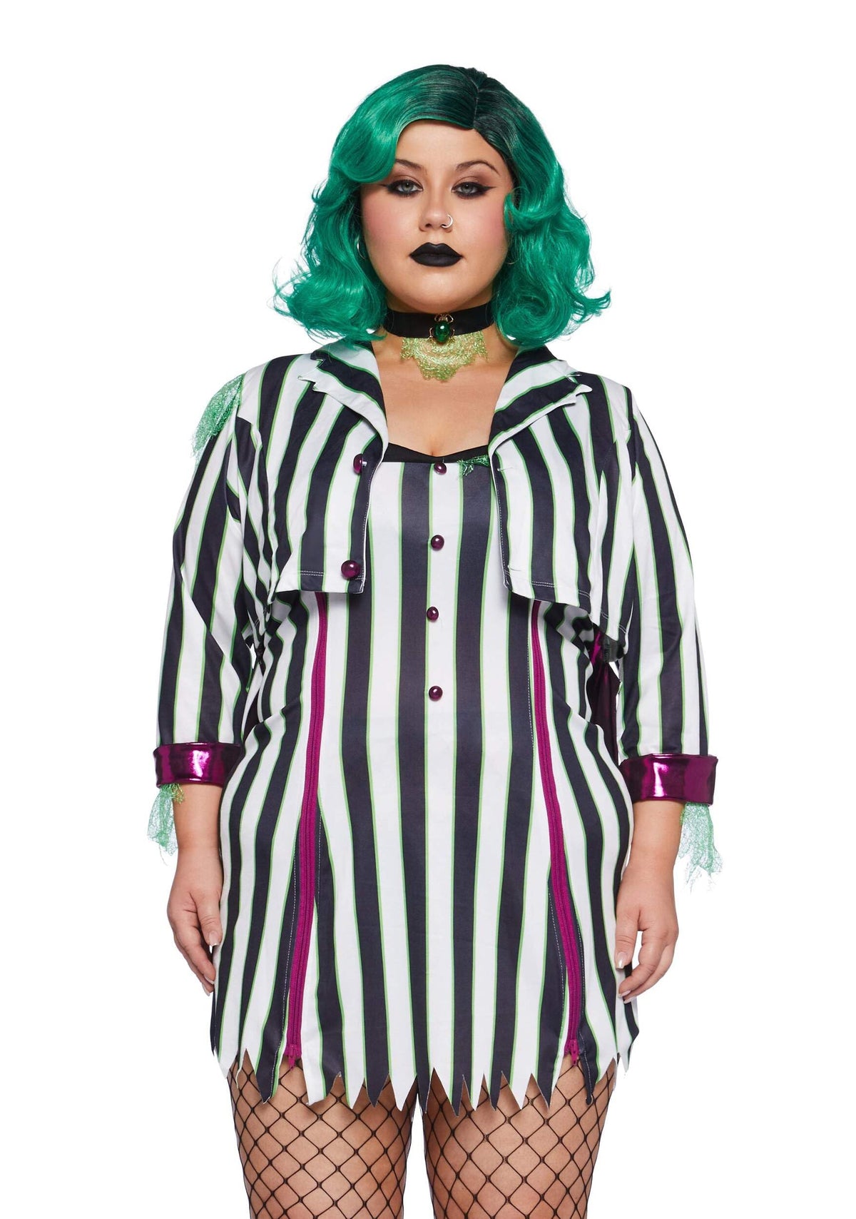 Dolls Kill BeetleJuice Black & White Striped Costume - Undead Ghost Outfit by Trickz N' Treatz - Medium