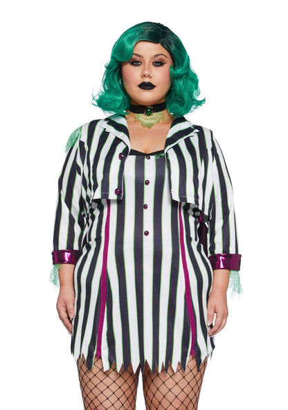 Dolls Kill BeetleJuice Black & White Striped Costume - Undead Ghost Outfit by Trickz N' Treatz - Medium