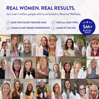 Routine Wellness Bundle - Shampoo and Conditioner Set for Thinning Hair, Two Serums for Scalp Health, Hair Growth Supplement & Hair Mask - Coconut & Vanilla