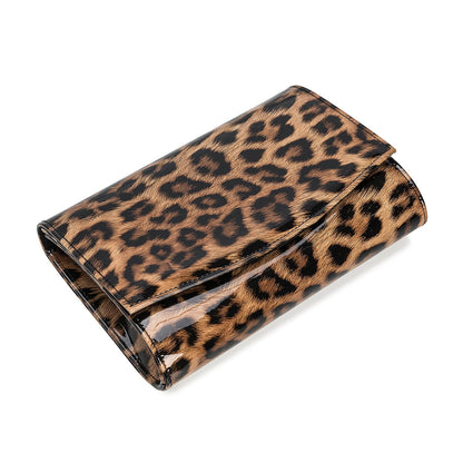 CHARMING TAILOR Patent Leather Flap Clutch for Women Classic Elegant Evening Bag Chic Dress Purse (Leopard)