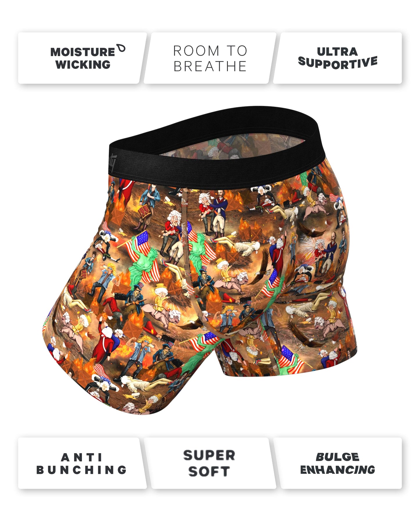 Shinesty Hammock Support Mens Underwear with Pouch | Big and Tall Underwear for Men Flyless | US XXL Patriotic 1 Pack