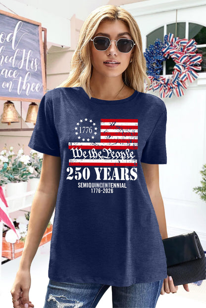 250th Anniversary USA Shirts for Women American Flag T-Shirt 4th of July Patriotic Shirt Independence Day America Tops(DarkBlue,Medium)